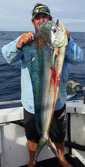 ANGLER: Russell Emms SPECIES: Dolphinfish  WEIGHT: 14.1 Kg LURE: JB Lures, 13" Evil Donger 
